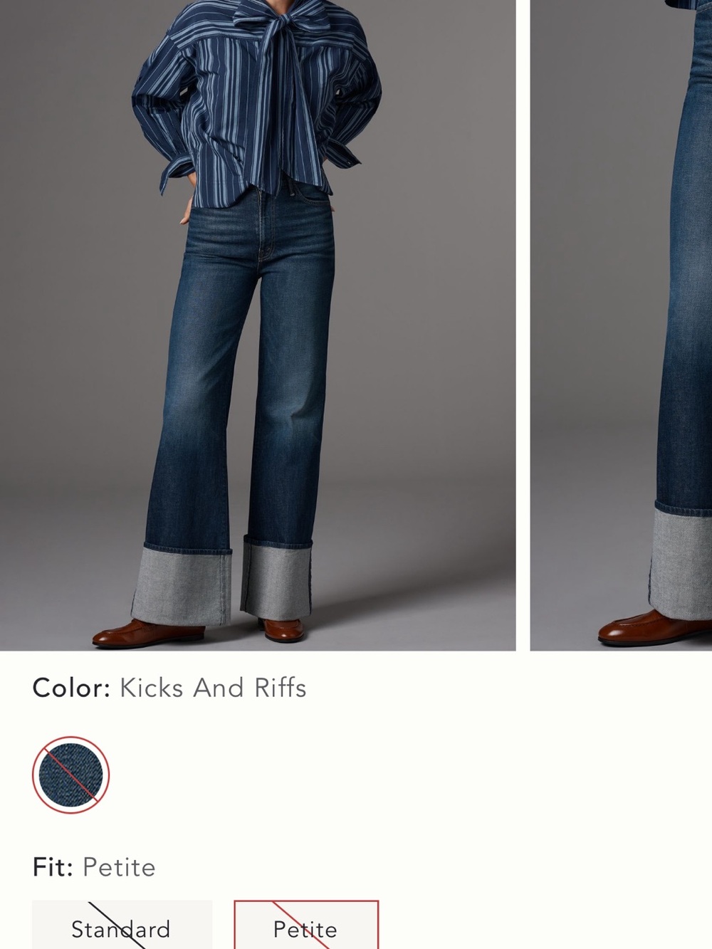 MOTHER Kicks And Riffs Deep Blue Wide-Leg Cuffed Jeans